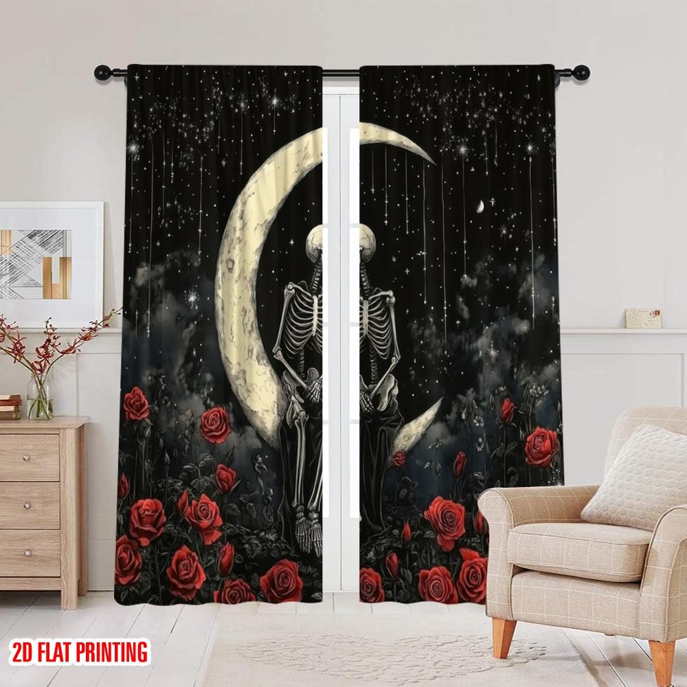 2 Stück, 2D-Flachdruck Vorhang Beliebt Ewige Romantik Polyestergewebe (ohne Stange) Festlich Perfekt für Wohnzimmer, Schlafzimmer &