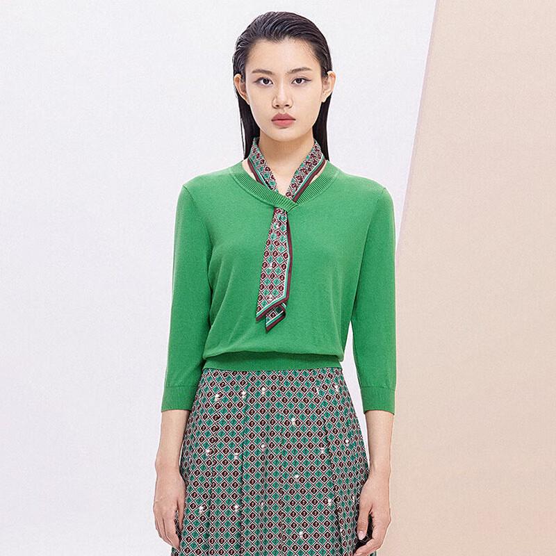 

JESSIE Женский простой вязаный свитер пуловер с V-образным вырезом и завязками спереди M