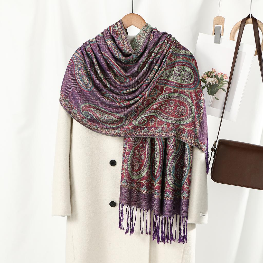 Paisley Embroidery Cotton Hijab Scarf For Woman Muslim Hijabs Pashmina Tassels Shawls Fashion Long Wraps Foulard Islam Turban