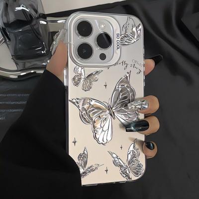 Fashion Silver Butterfly Phone Case For Samsung Galaxy S25 Ultra S24 S23 FE S22 Plus A16 A54 A55 A35 A34 A33 A32 A15 A14 A13 A52 Back Cover