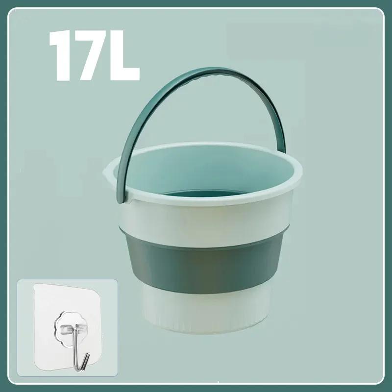 5/10/17L Portable Folding Bucket Multifunctional Thickened Silicone Bucket for Car Washing and Fishing Camping Folding Bucket