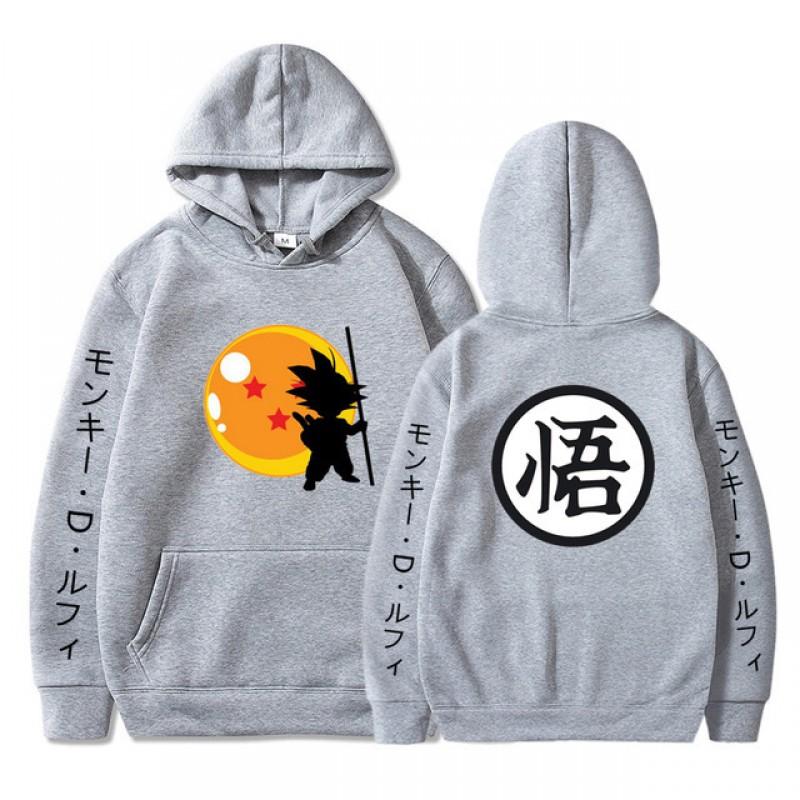 Anime Dragon Balls Fleece Lined Hoodie Teens Men Casual Long Sleeve Pullover Sweatshirt In Yellow Red Gray Black Pink