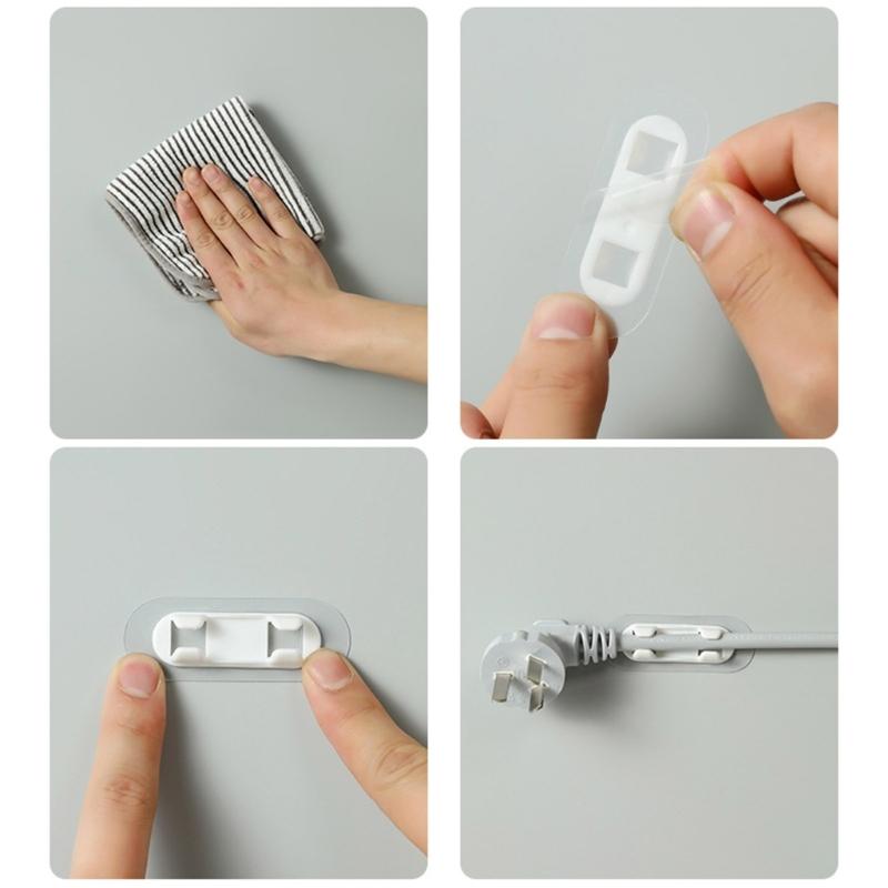 10pcs Cord Wire Organizer Cable Finishing Desktop Cable Holder Device Clipper for Bathroom Wall Door Tile Glass Fixing