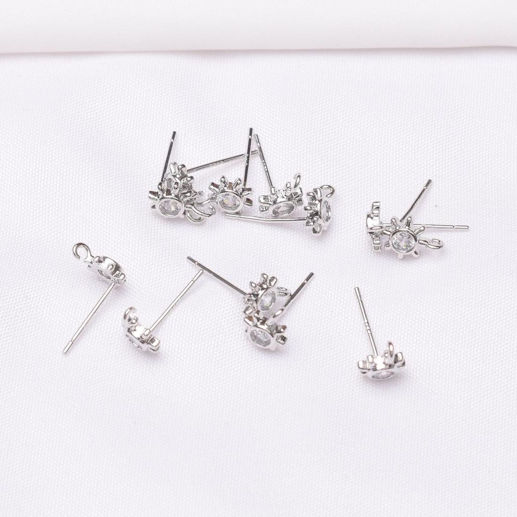 10 peças 14K ouro-envolto borboleta micro-incrustada com brincos de pino pendurados S925 prata agulha faça você mesmo joias sol orelha agulha acessórios trabalho em andamento