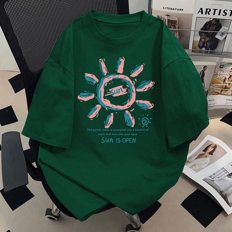 Plus Size Pure Cotton Short Sleeve T-shirt, Women's 2026 Summer Loose Chic, Hong Kong Style