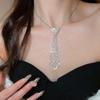 Women Tie Rhinestone Inlaid Adjustable Necklace Tie Creative Hollow Design Easy Wear Fashionable Tie for Party Date Nightclub Performance Accessory