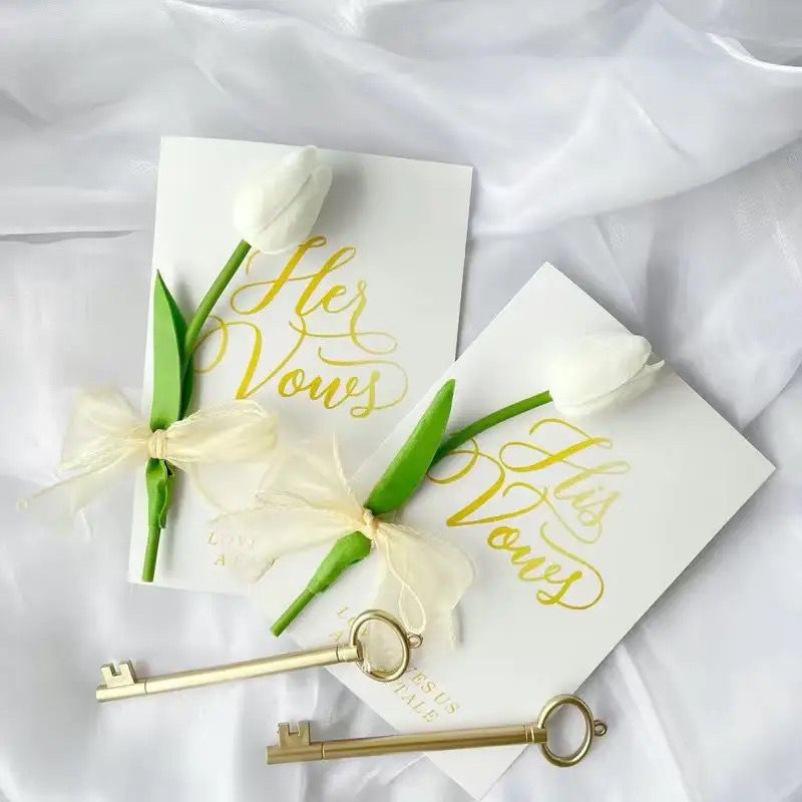 Chenxiang Red Double Happiness Wedding Vow and Speech Card Set with Gift Pen