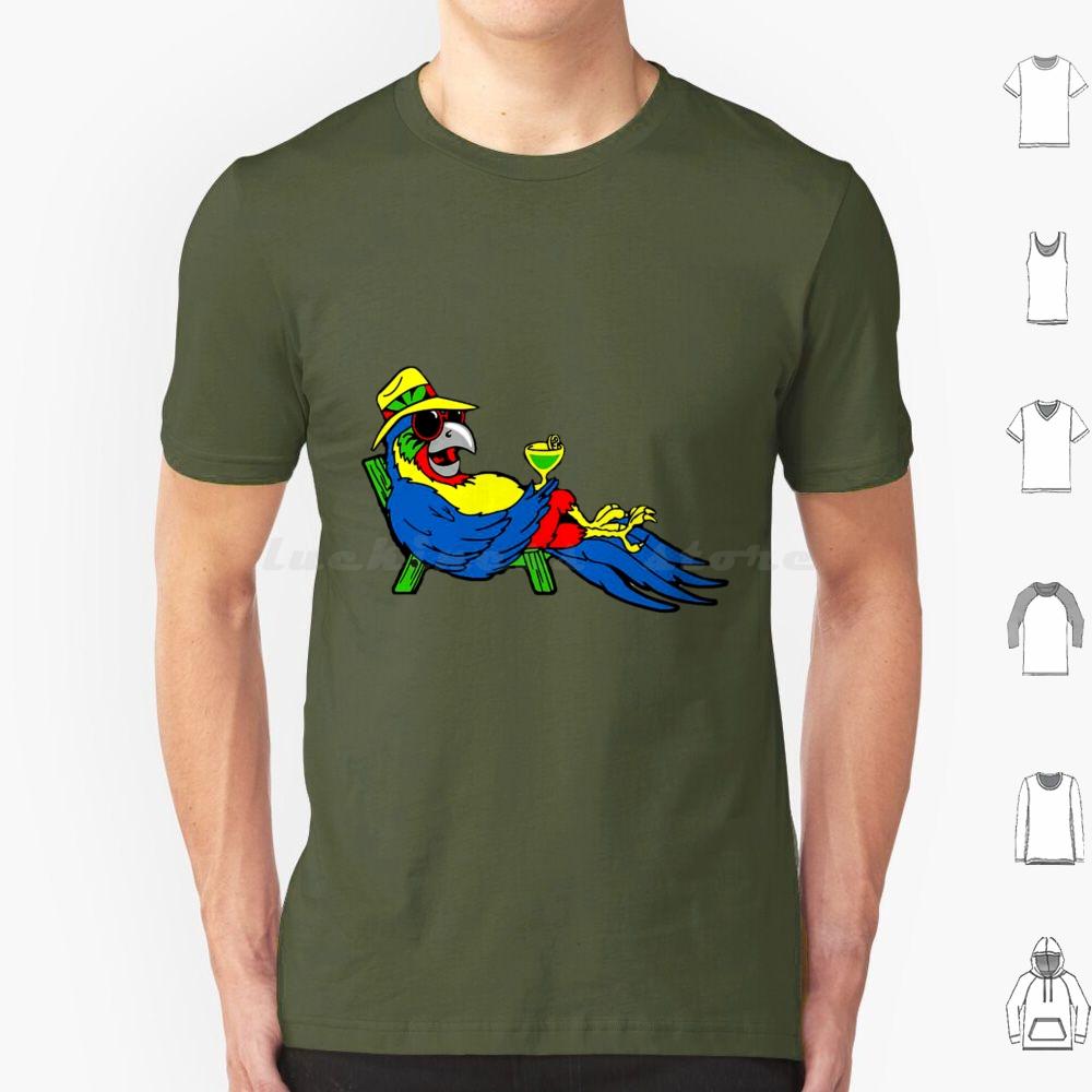 T-shirt Parrot Nyelonjor 6xl Coton Cool Jimmy Buffett Plage Parrothead Margaritaville Buffett Perroquet Surf Pirate