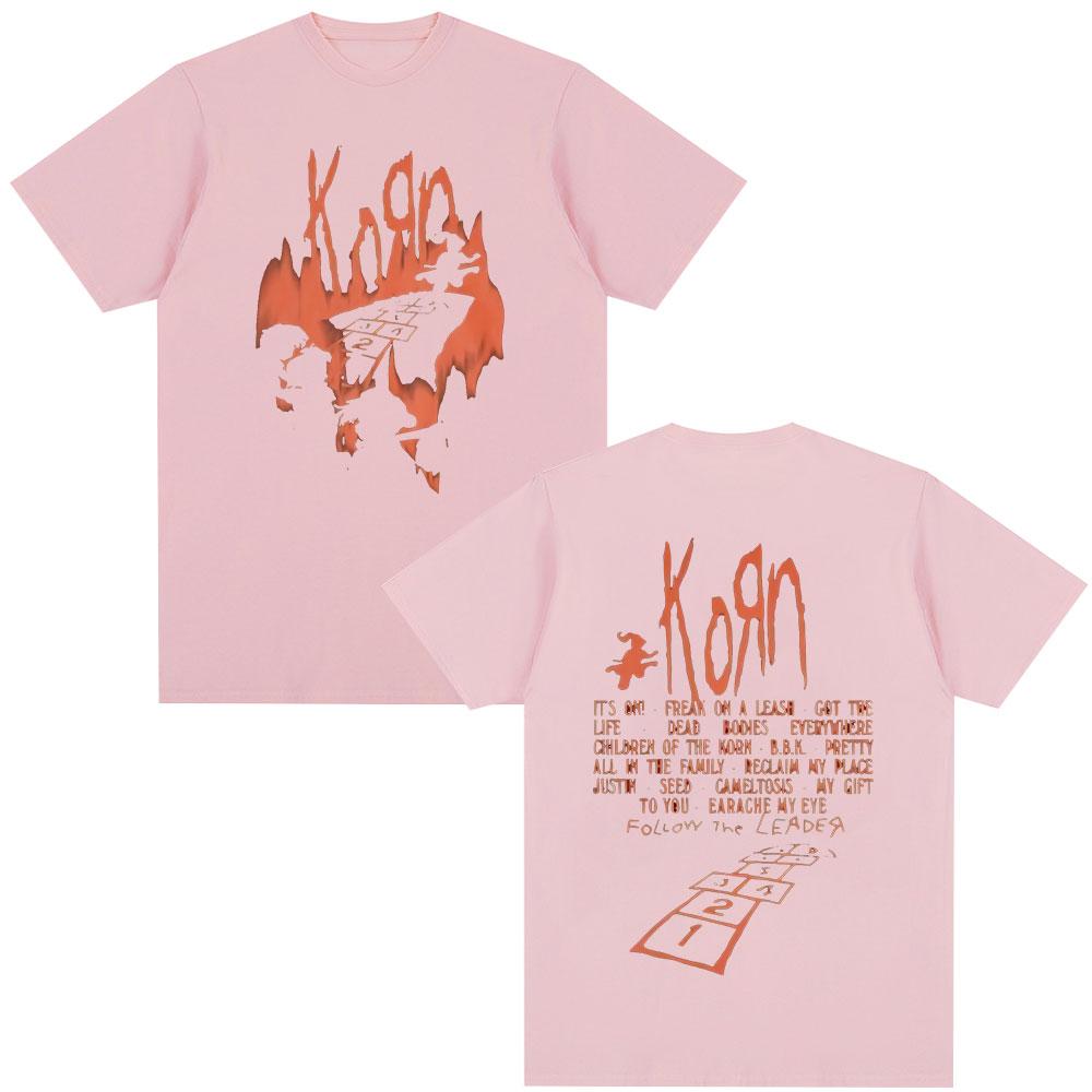Korn Follow The Leader Album T Shirt Metal Gothic Rock Band T Shirts Men's Clothing Fashion Vintage Oversized T-shirt Streetwear