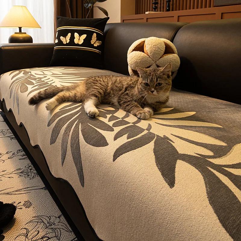 

Modern Minimalist Retro Irregular Chenille Sofa Cushion Four Season Universal Anti Slip And Dustproof Sofa Cover Cloth Towel 90x90
