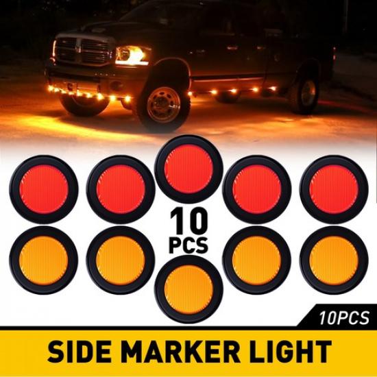 LED 10x Clearance Side Lights Marker Truck Trailer Car Tail Lamp 12V Red Yellow