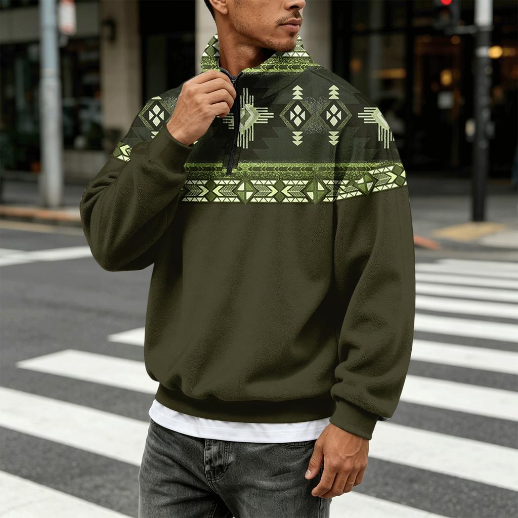 Herren Freizeit Flanell 1/4 Reißverschluss Langarm Sweatshirt für den täglichen Gebrauch