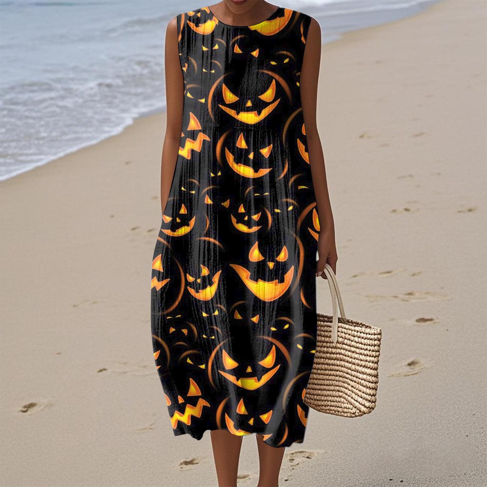 

Women s Fashion Casual Sleeveless Round Neck Retro Bohemian Elegant Temperament Dress L