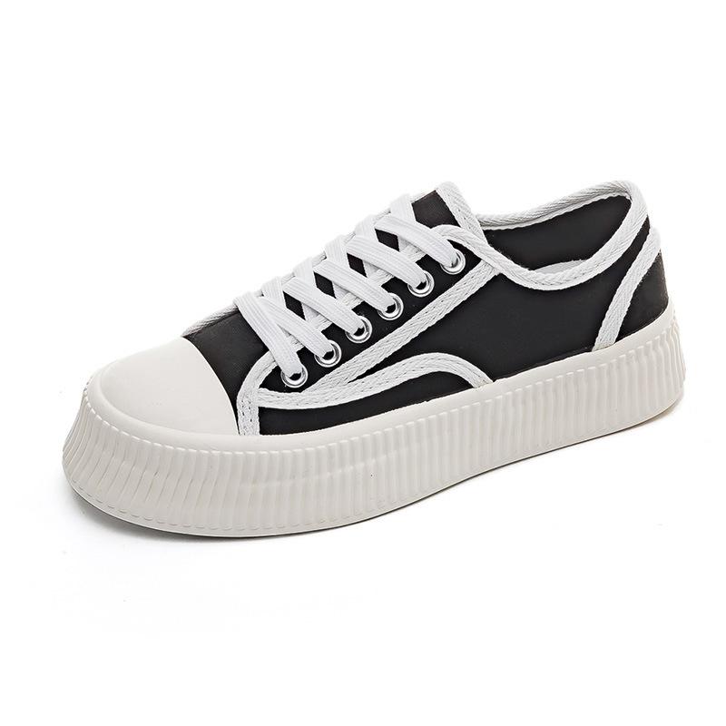 2025 Spring and Summer New Canvas Shoes Women's Versatile Little White Shoes Casual Board Shoes Women's Xiaoxiang Platform Biscuit Shoes Women's B518