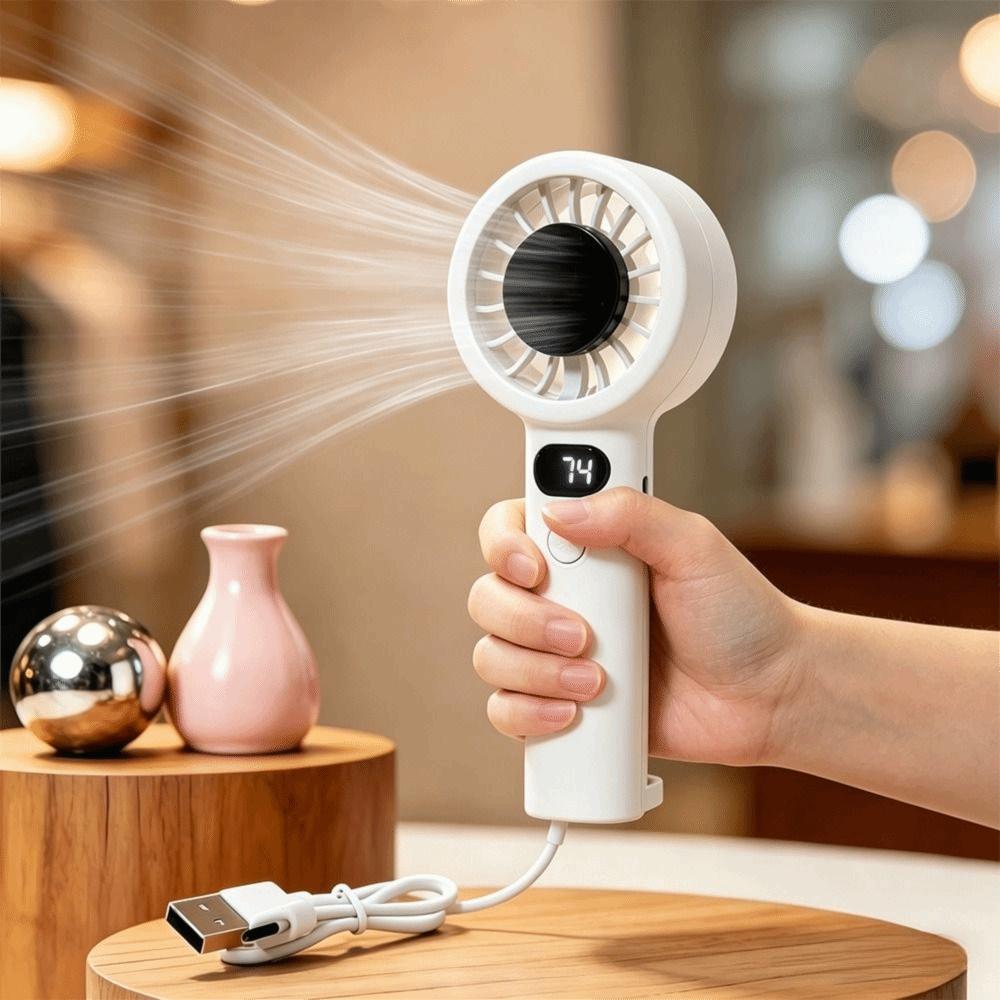 USB Rechargeable Portable Handheld Fan with LED Display Highspeed Cooling Fan  Summer Use