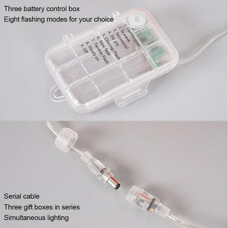 3Pcs LED Gift Box String Light Battery Waterproof Christmas Tree Christmas Decorative Lamp Home LED Box Gift Lights Fairy Light