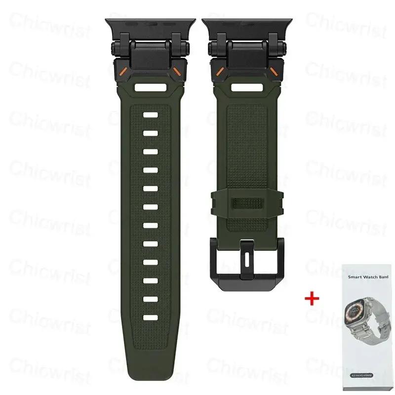 Soft Strap for Apple Watch Ultra 2 Band 49mm 45mm 44mm 42mm Metal Stainless Steel Connector TPU Bracelet Iwatch 9 8 7 6 SE 5 4
