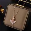 Elegant Colorfast 18K Rose Gold Necklace with Swan & Four-Leaf Clover Charm