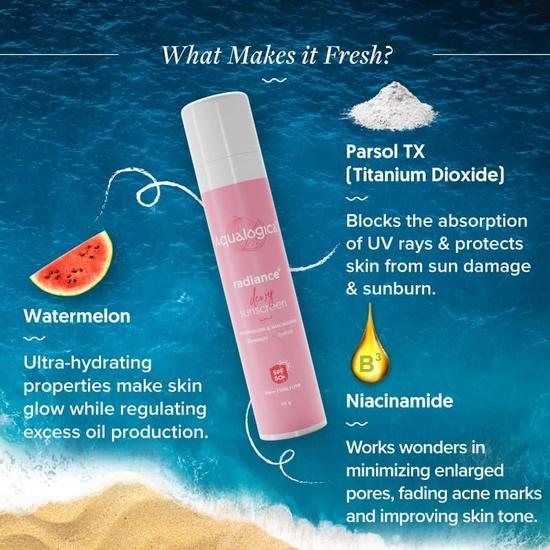 Aqualogica Dewy Solskydd SPF 50 Med Vattenmelon För Alla Hudtyper & Niacinamid 50,0 g Flaska, 1 Styck