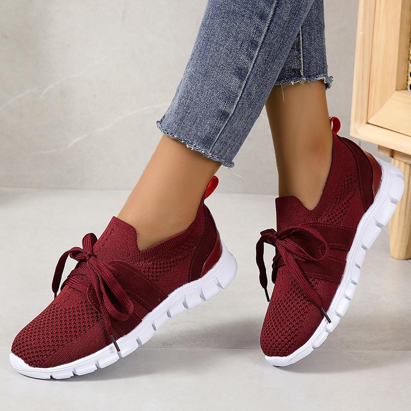Lucyever Brown Knit Breathable Sneakers Shoes Women 2024 New Soft Sole Platform Flats Woman Plus Size 43 Non Slip Casual Shoes