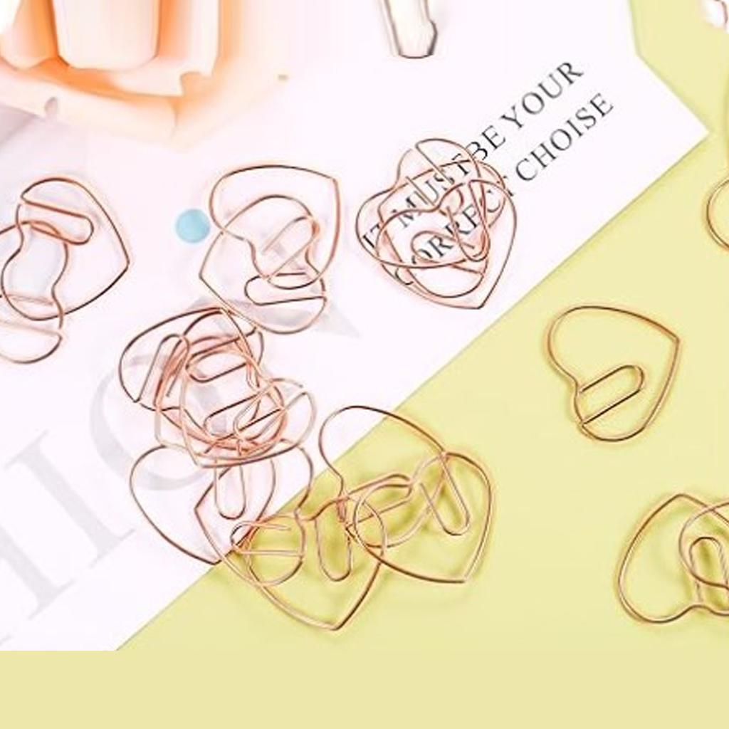 100Pcs Heart Shaped Paper Clips Iron Decorative Paperclips Set with Transparent Box for   School Household