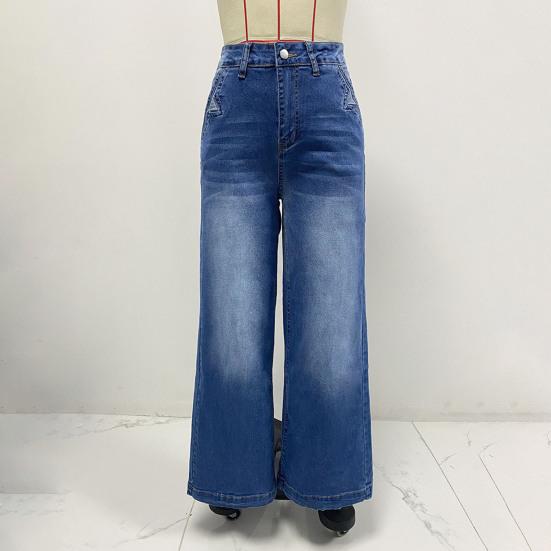 Women's Wide Leg Jeans High Waist Baggy Denim Washed Pants with Pockets Loose Boyfriends Jeans with Stitch Decor