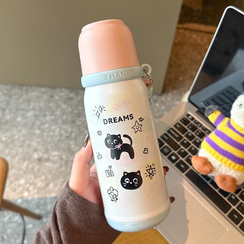 New High Appearance Level Stainless Steel Rope Thermos Cup Double Drink Cartoon Stainless Steel Cup Portable Outdoor Accompanying Cup
