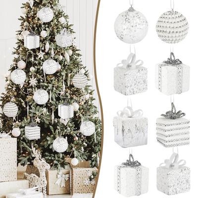 Big Christmas Balls Ornament White Foam Xmas Tree Hanging Pendant Gift 2025 New Year Home Party Decoration Navidad 2025 Supplies