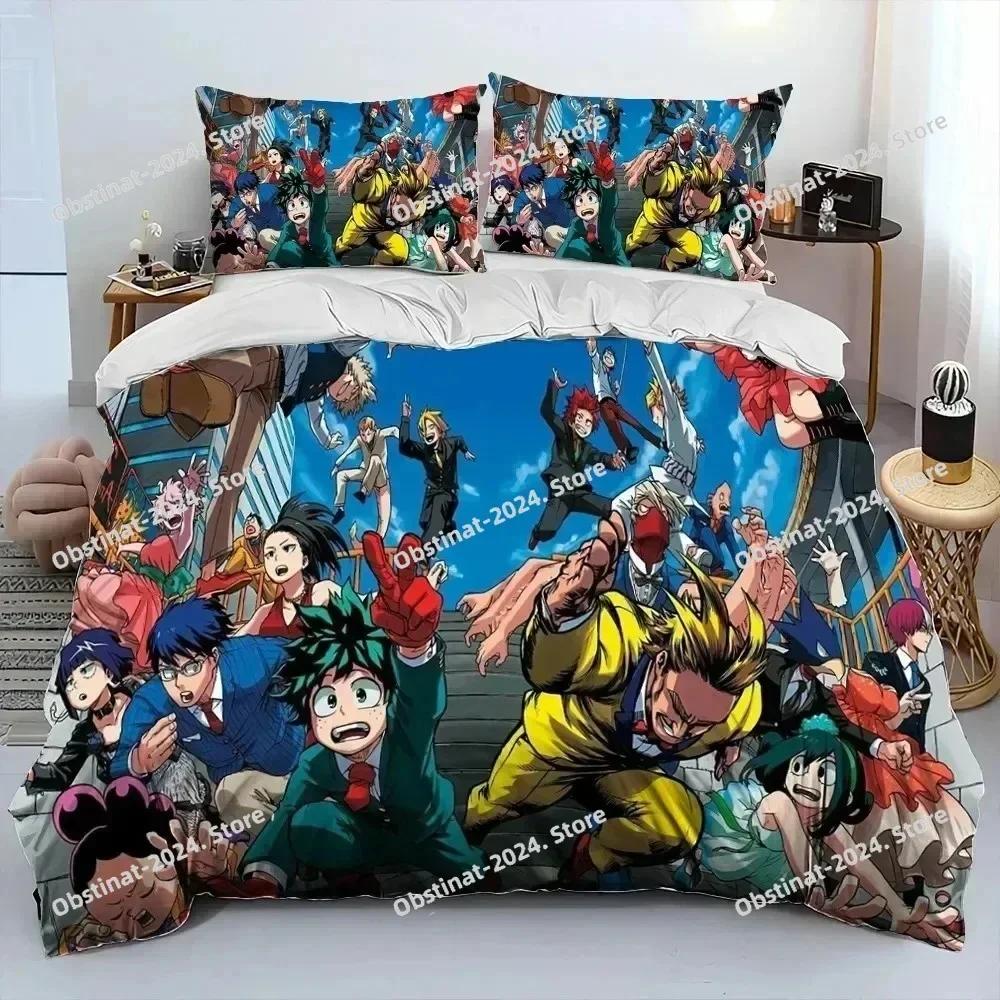 Anime My Hero Academia Izuku Deku Bedding Set Printed Set Duvet Cover Sheet Pillowcase Bed Full Quilt Cover Soft Queen King Size
