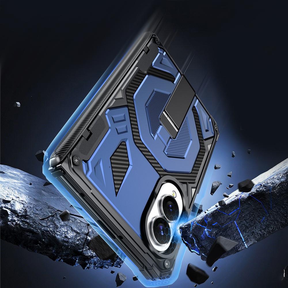 Armored Case for Samsung Galaxy Z Fold 8, with Stand and Hinge Cover, for MagSafe, Blue