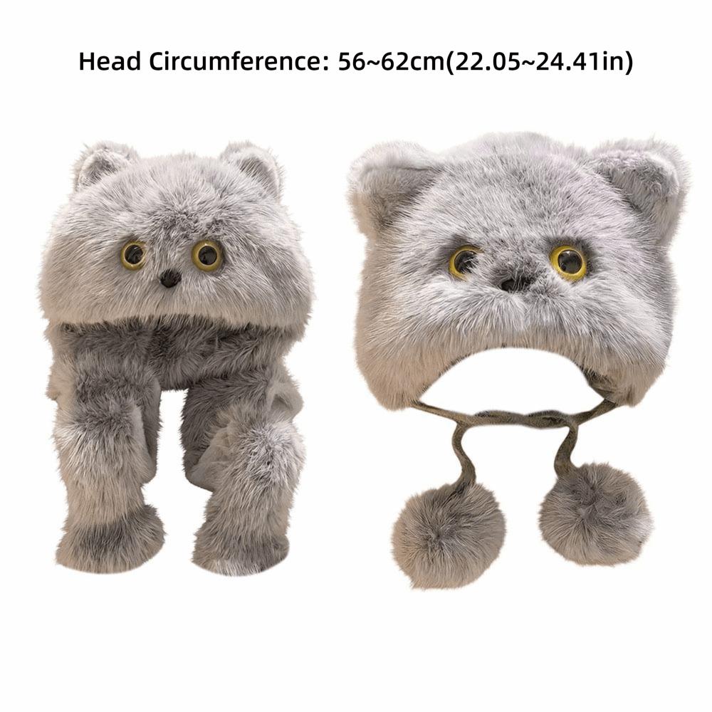 Cute Cat Winter Hat Ear Protection Windproof Hat Thicken Cycling Cap  Women Girls