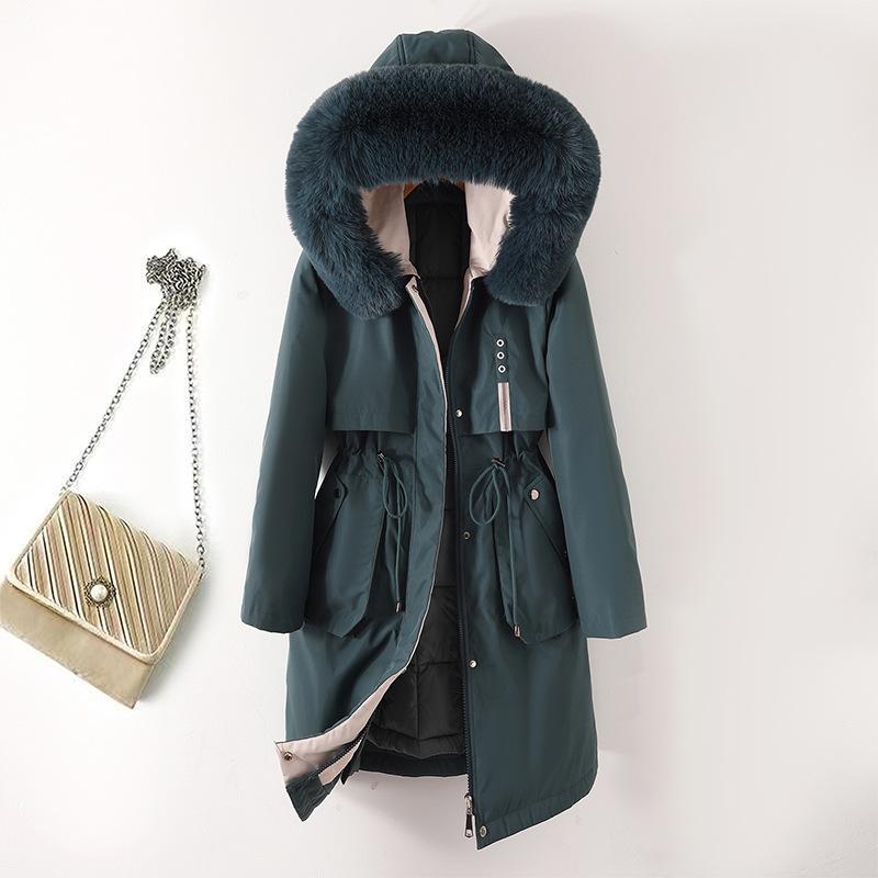 Winter Jacket Women Parka Clothes Long Coat Wool Liner Hooded Jacket Fur Collar Thick Warm Snow Wear Padded Parka