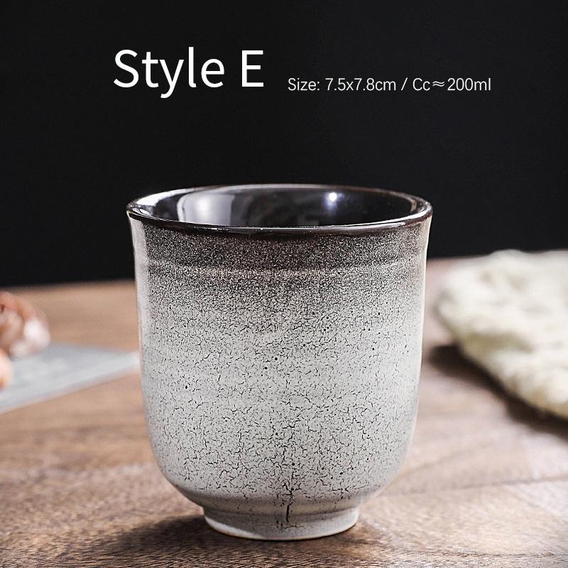 

200 мл Японская Ретро Керамическая Чашка для Кофе Латте Арт с Градиентом, Большая Чайная Чашка E