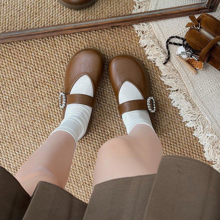 

Универсальные повседневные полутапочки-мешки женские весна-лето 2025 новые ленивые однопедальные туфли со стразами удобные и легкие 35 светло-коричневого