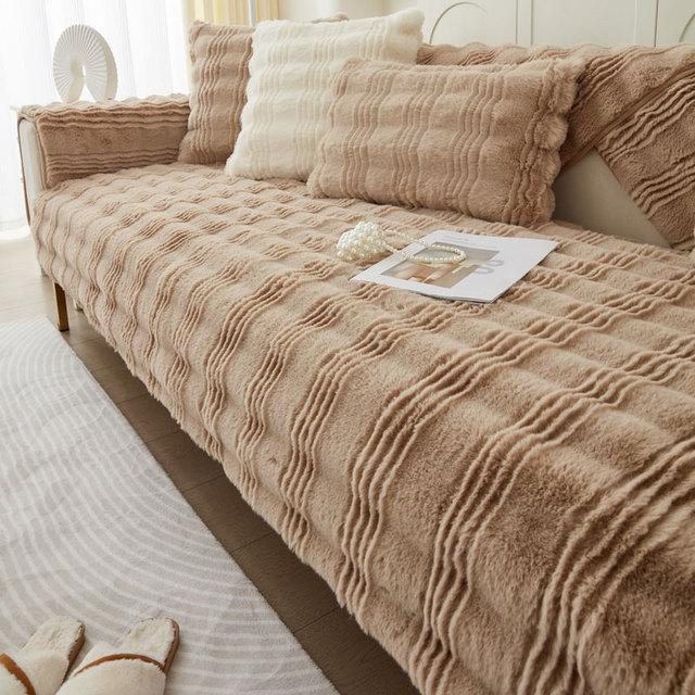 

Утолщенные чехлы из искусственного кролика для диванов, чехлы для диванов, нескользящие чехлы для сверхмягких кресел-реклайнеров, полотенца 90x90cm 1pc кофейный