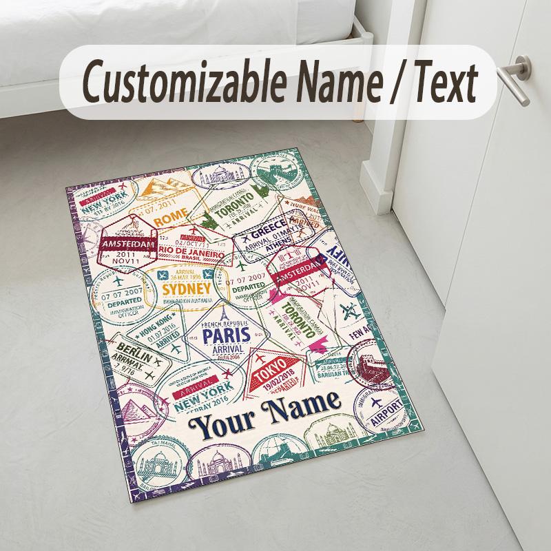 Tigers Majesty Theme Soft Crystal Velvet Rug Custom Name & Text Print Non Slip Floor Rug for Bedroom Living Room