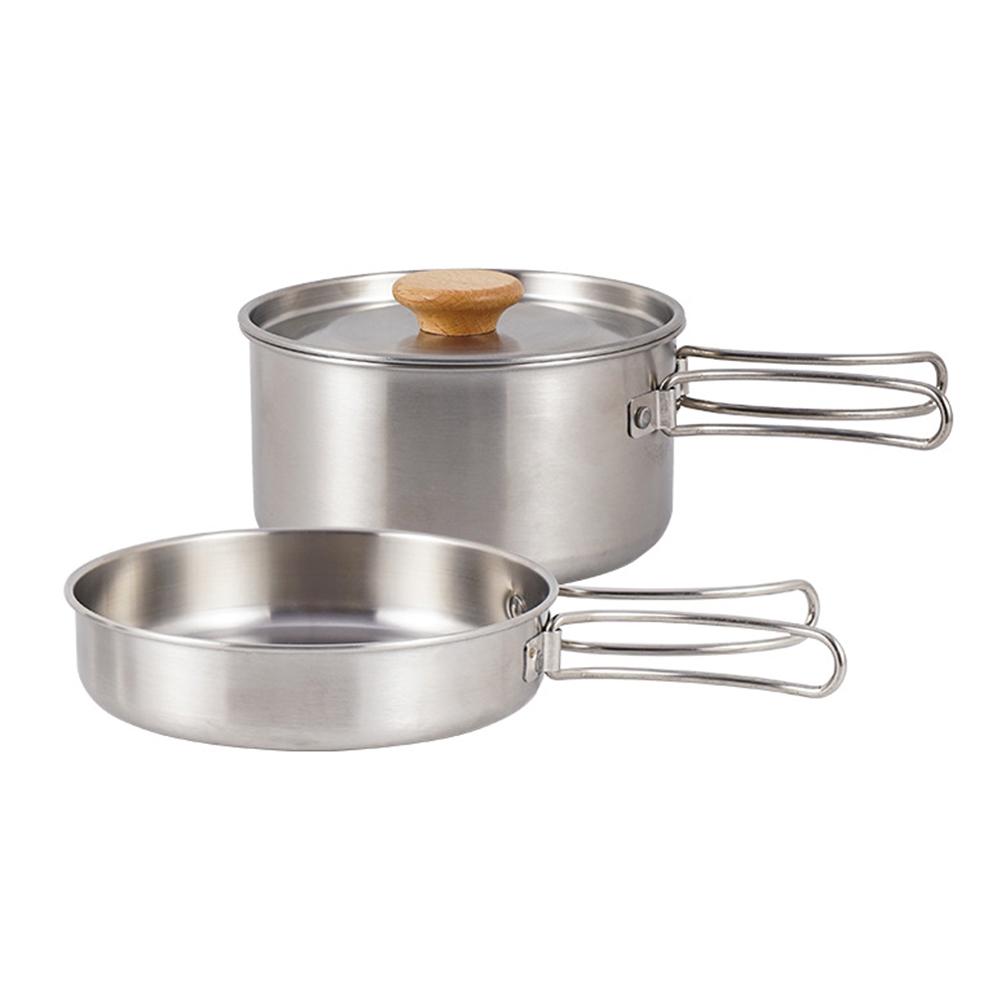 Ensemble de casseroles et poêles de camping en acier inoxydable pour l'extérieur, ensemble de casseroles et poêles polyvalentes, fournitures de camping