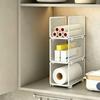 Multi-Layer Plastic Wrap Storage Rack Iron Vertical Storage Rack Cabinet Organizer  for Kitchen