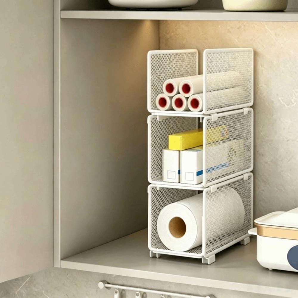 Multi-Layer Plastic Wrap Storage Rack Iron Vertical Storage Rack Cabinet Organizer for Kitchen