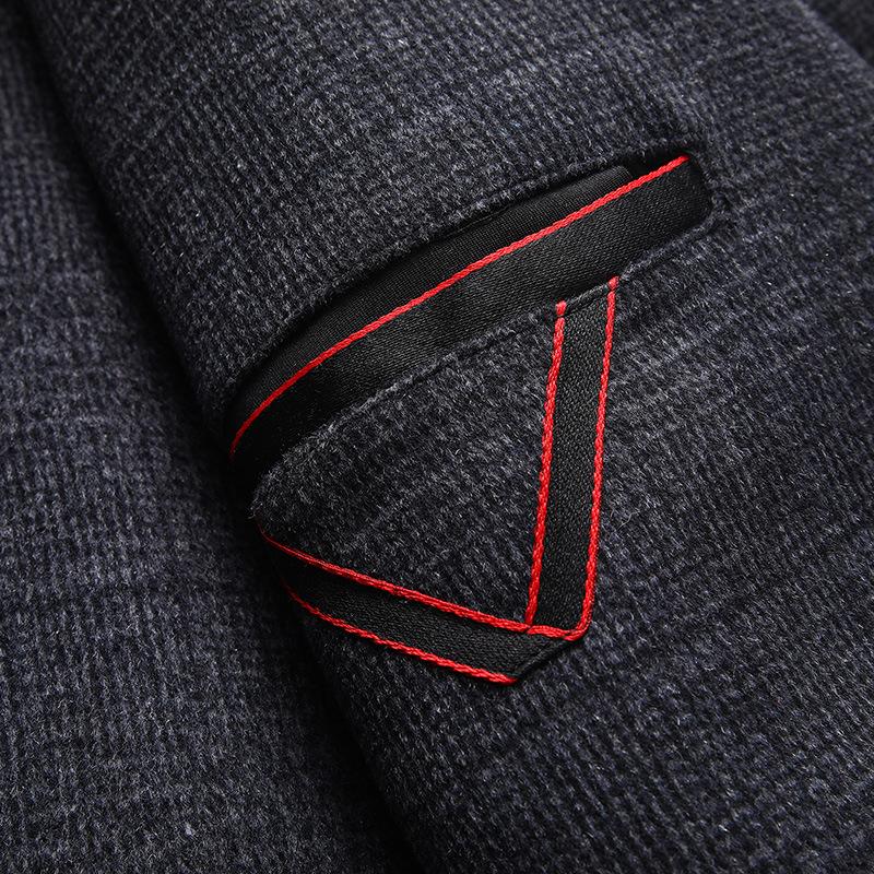 Höst och Vinter Avtagbart Dunfoder Dubbelsidigt Ullrock Herrullrock Förtjockad Mellanlång Dubbelsidig Ullrock