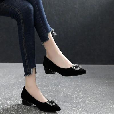 Fashion Shoes For Women Pointed Toe Woman Pumps Low Heel Elegant Block Chunky Heels Luxury Brand Slip On Wholesale Promotion Hot Offer A