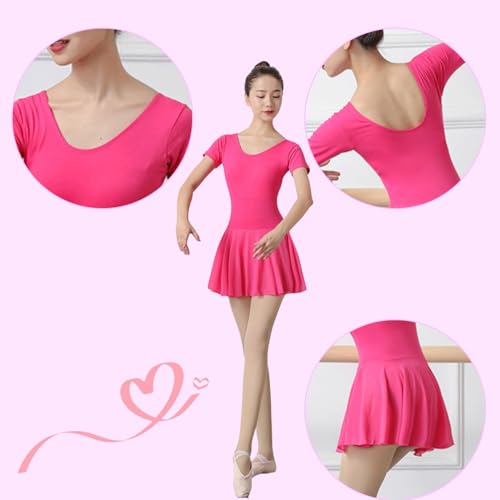 SCGEHA Ballet Dancewear, Plus Size Leotard, Dance Skirt, Tutu, Short Sleeves (XXL)