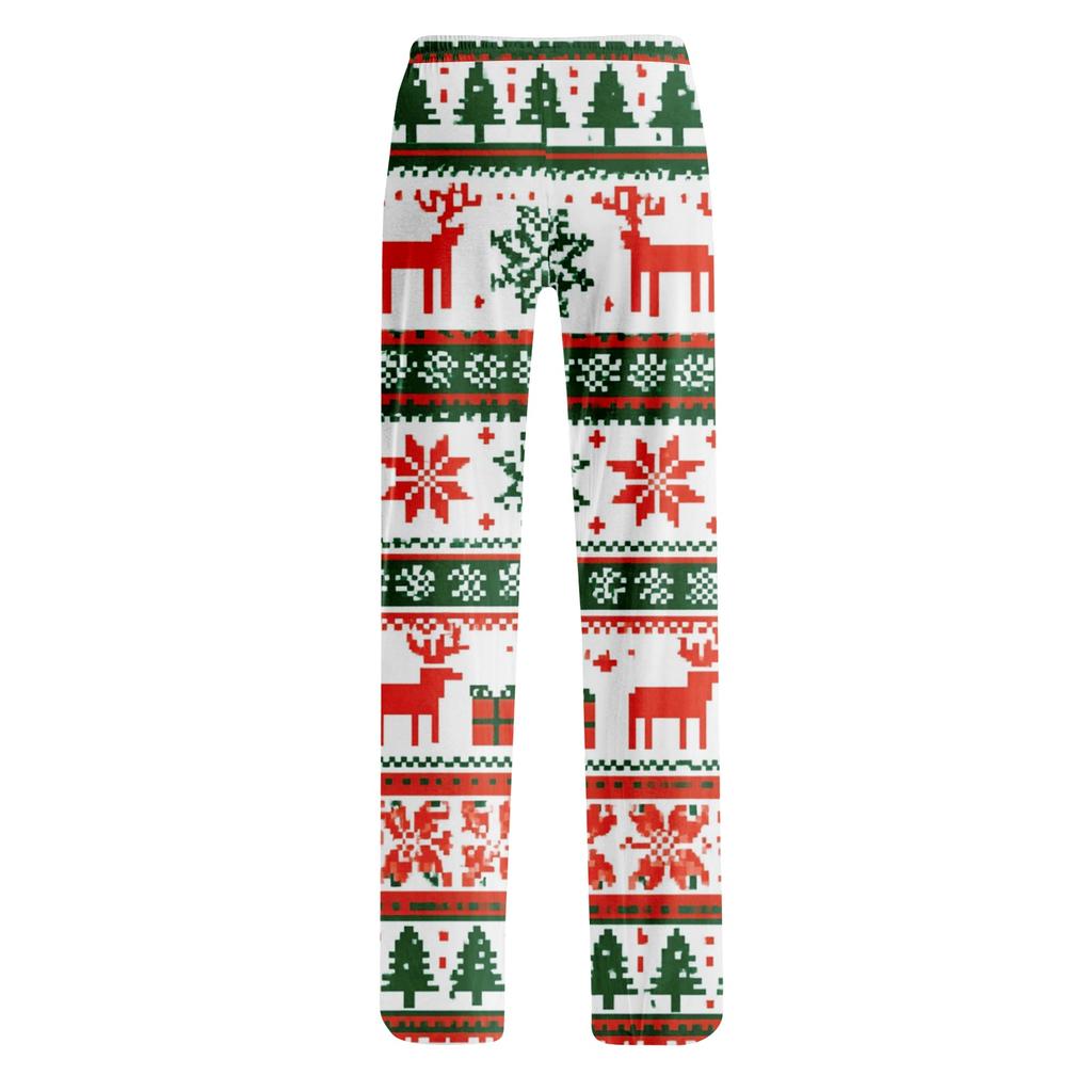 Festive Women's Christmas Print Waist Casual Pants for Holiday Party