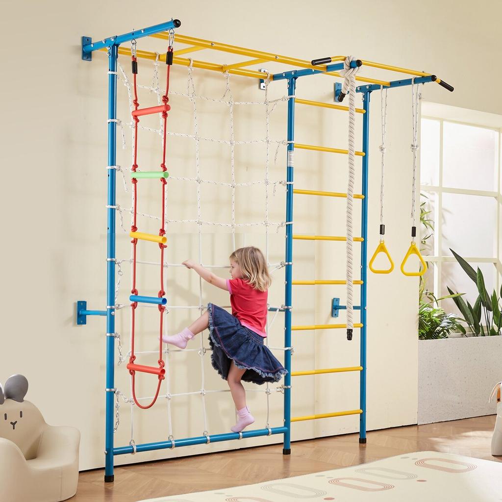 Wall Gym for Kids 7 In 1 Steel Indoor Kids Gym for Exercise Climbing Toys