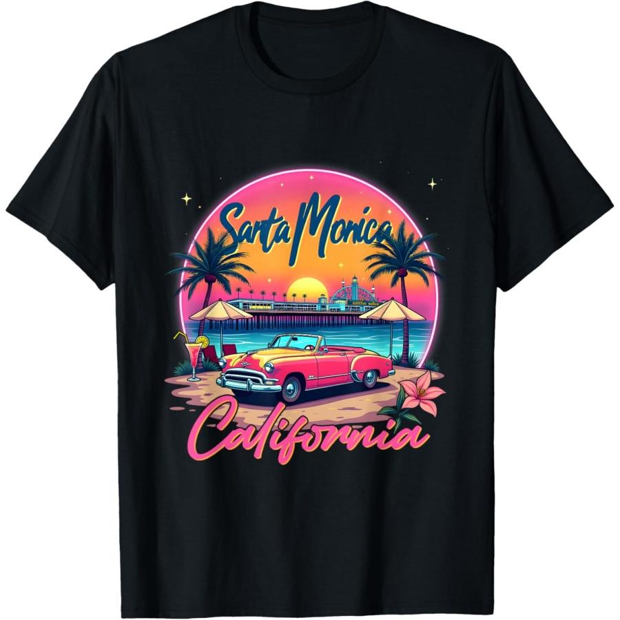 

Santa Monica Trip Retro Santa Monica California Sunset Vibes T-Shirt XXXXXL чорний