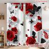 2Pcs Roses and Butterflies Print Curtains,suitable for Bedroom,living Room Kitchen Decoration,home Decoration,window Decoration