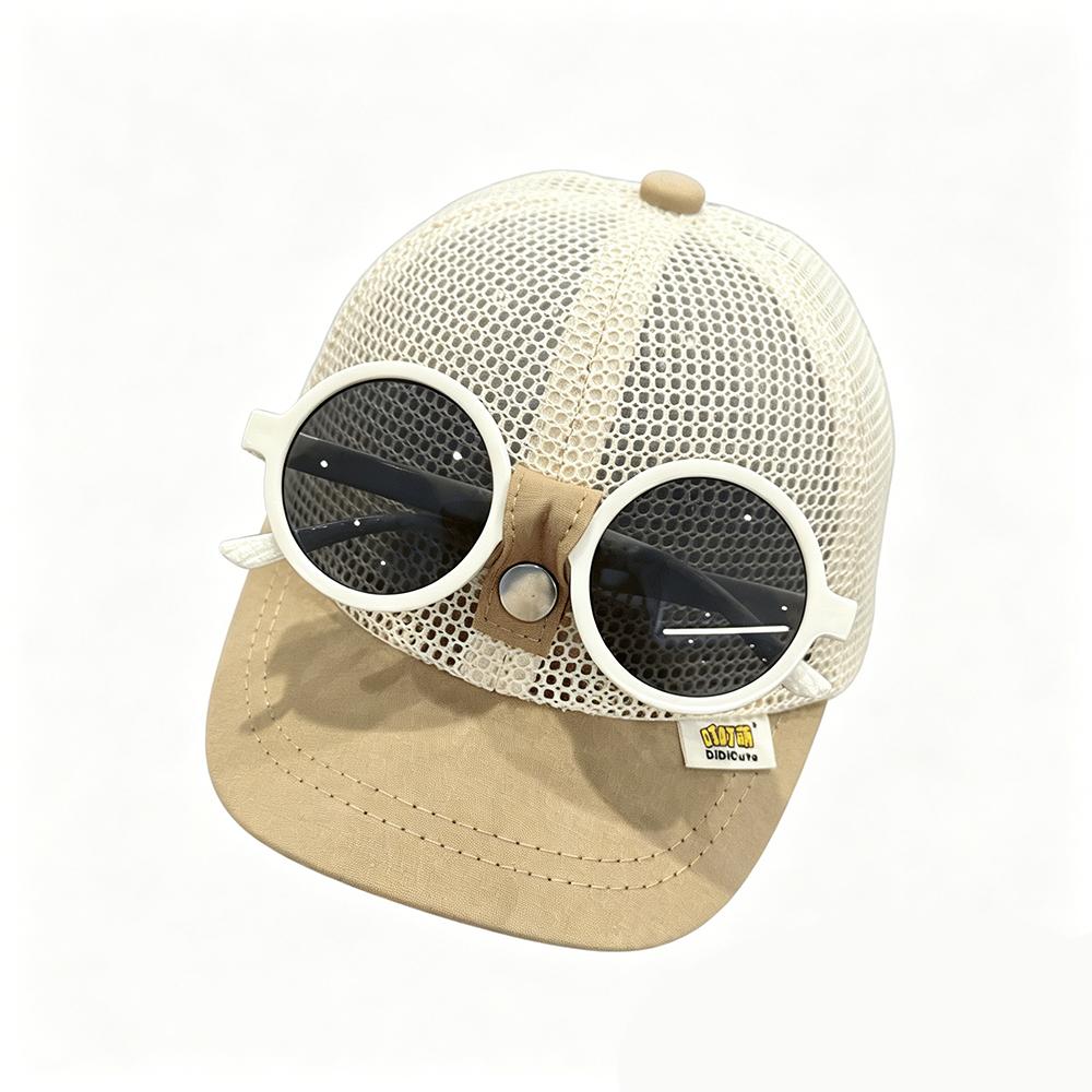 

Kids Summer Sun Hat Baseball Cap With Sunglasses Mesh Breathable Baby Boy Girl Sun Protection Bucket Hat Toddler Visor Cap хакі