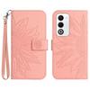 For Oppo A5 5G Case Sunflower Imprint Leather Wallet Phone Cover with Wrist Strap