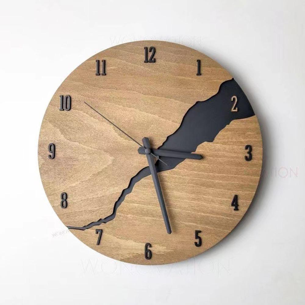 Non-Ticking Mechanism Round Wall Clock 12Inch Diameter Rustic Wall Clock For Living Room