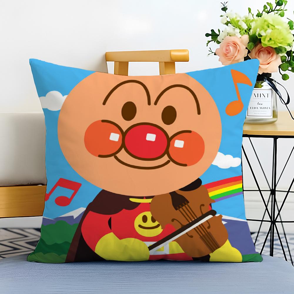 Anime Kawaii AAnpanman Cushion Cover Washable Linen comfort Soft for Sofa Bed Cozy Home Room Decor